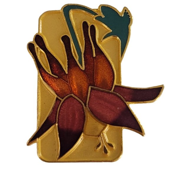 Wm Spear 1993 Enamel Iris Pin, Signed K944 - Picture 1 of 5